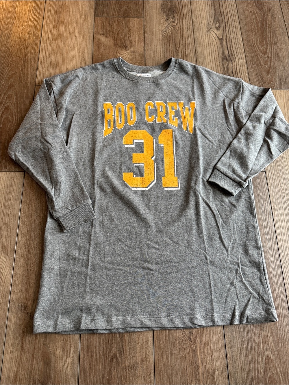 *Gray 'Boo Crew 31' Long Sleeve Sweatshirt Dress